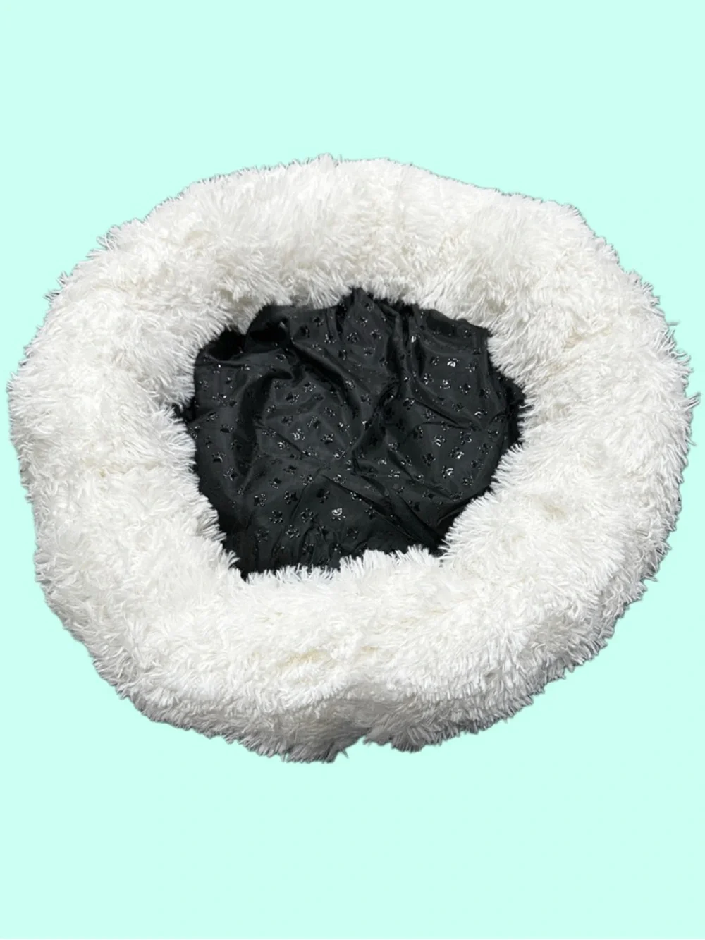 Dog Bed Cozy White Plush Donut cat bed pet bed fluffy friend for your pet 23” W